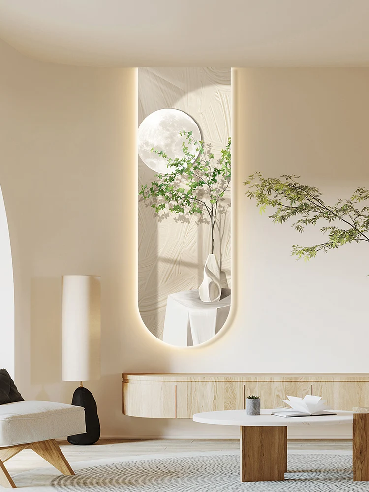 

Зеленые растения, крем, ветер, тишина и текстура, улучшенное ощущение, картина для украшения входа, настенная лампа, коридор, коридор