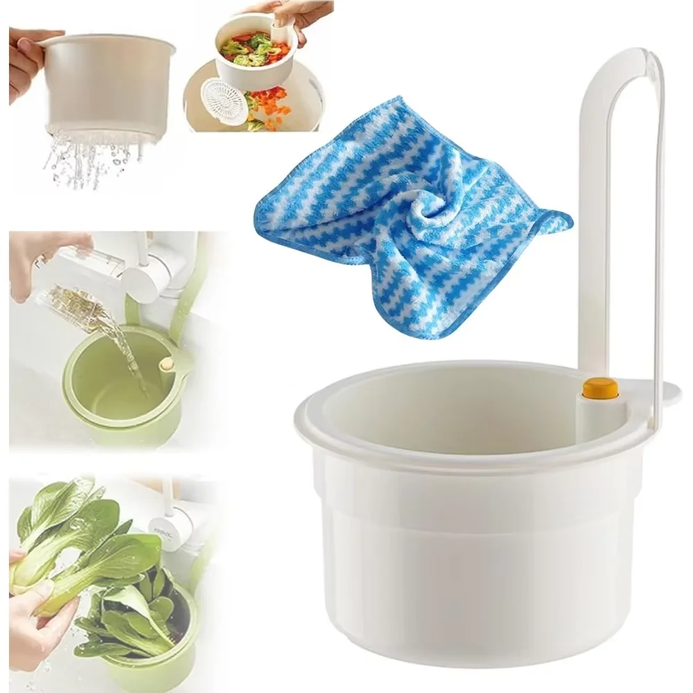 One-Touch Press Drain Basket Removable Sink Strainer Kitchen Bathroom Filter Holder For Food Residue Sponge Soap Storage