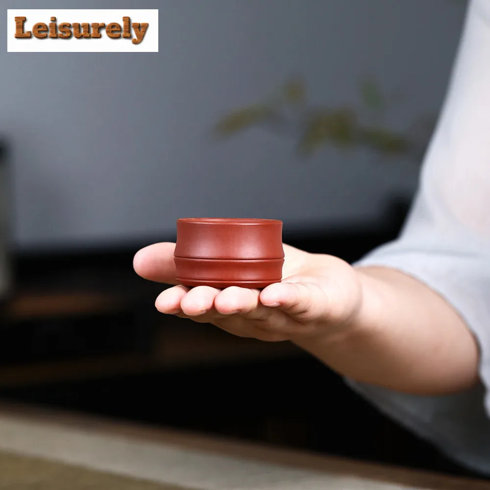 2pcs/40ml Tradition Yixing Purple Clay Teacup Raw Ore Azure Mud Beauty Tea Cup Hand Carving Travel Portable Cup Tea Set Supplies