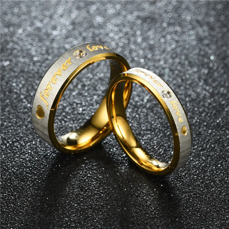 Forever Love Couple Ring For Women Men Heart Stainless Steel Wedding Ring Fashion Engaged Party Jewelry engagement rings fashion rings fashion ring wedding rings couple rings stainless steel rings finger rings metal rings