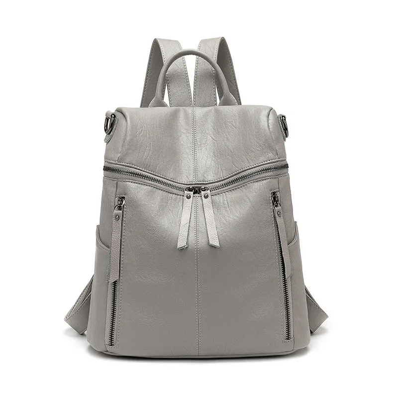 Fashionable large capacity minimalist computer bag versatile business women's soft leather backpack