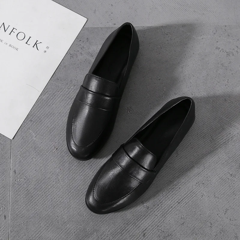 حذاء جلدي غير رسمي صغير للنساء ، حذاء بدون كعب كلا...