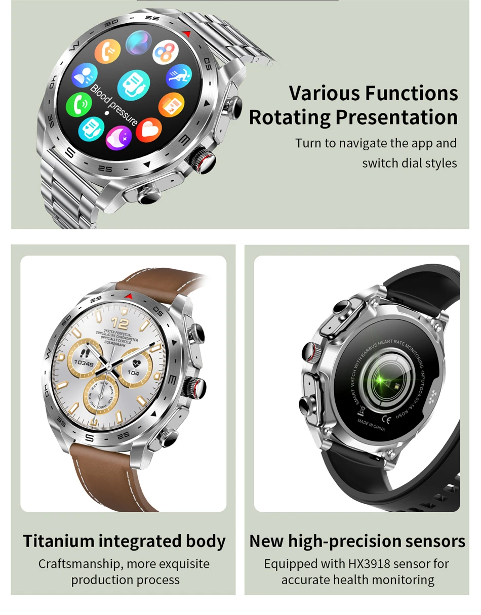 LIGE With Earbuds Bluetooth Headset Smartwatch Women Speaker Tracker Music Sport Watch Men Waterproof Smart Watch AMOLED Screen