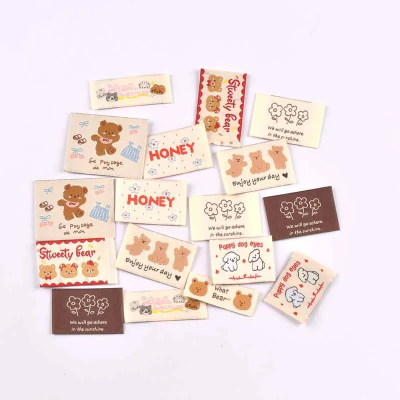 20pcs 18-53mm 귀여운 꽃/곰/개 패브릭 라벨, DIY 의류 가방 공예 장식 ..