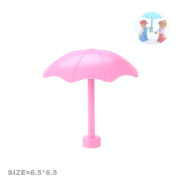 Big Size Action Figures City Princess Policemen Family Building Block Doll Character Accessory Toys Assembly Children Kids Gift Umbrella pink