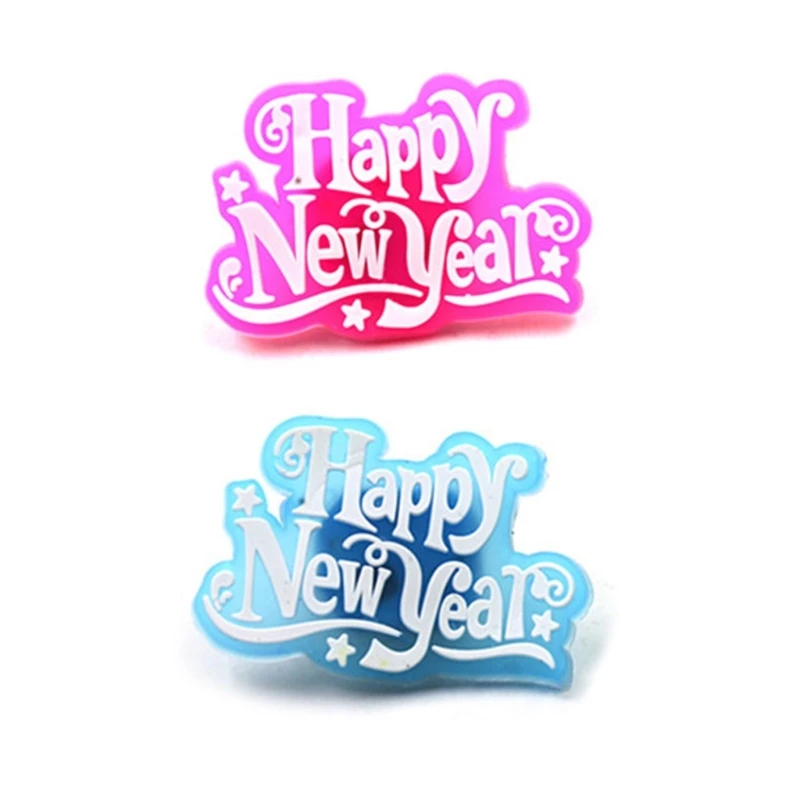 

10Pcs Glowing Happy New Year Lapel Pins LED Light Up Flashing Brooches Badge Festive Christmas Party Favor dropshipping