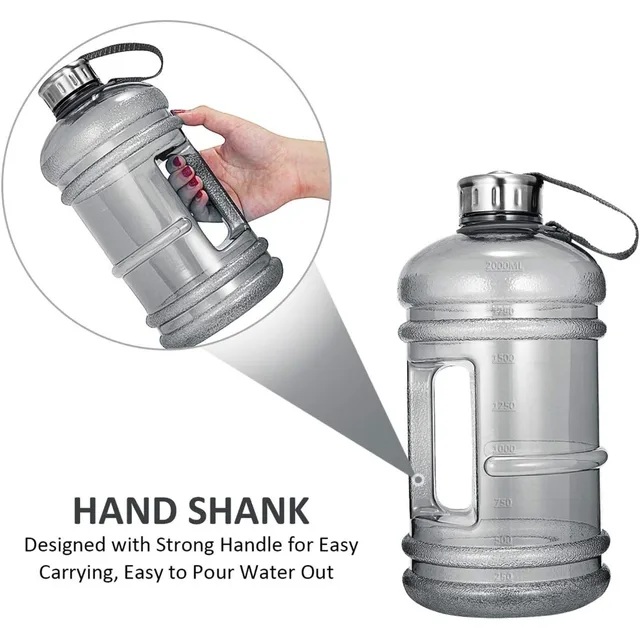2.2L/73OZ Half Gallon Water Bottle Large Leak Proof Sports Ton Cup with Handle Plastic Drinking Water Container for Gym Outdoors 4