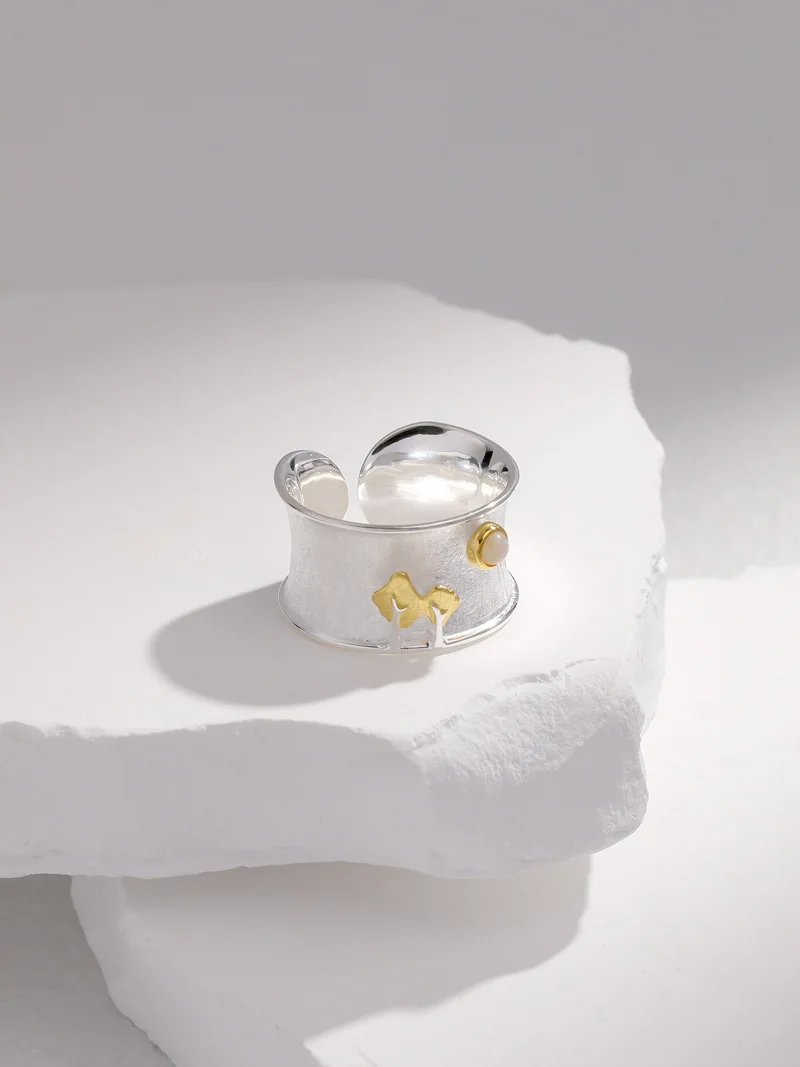 Silver Two Tone Plating Tree and Moon (Turquoise or Opal)