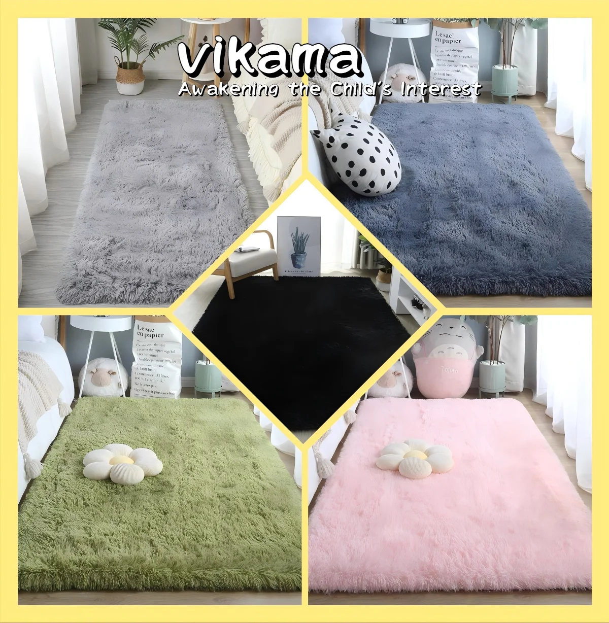 Silk Wool Rug Decorative Carpet VIKAMA Modern Simple Silk Hair Home Decorative Carpet Bedroom Living Room Comfortable