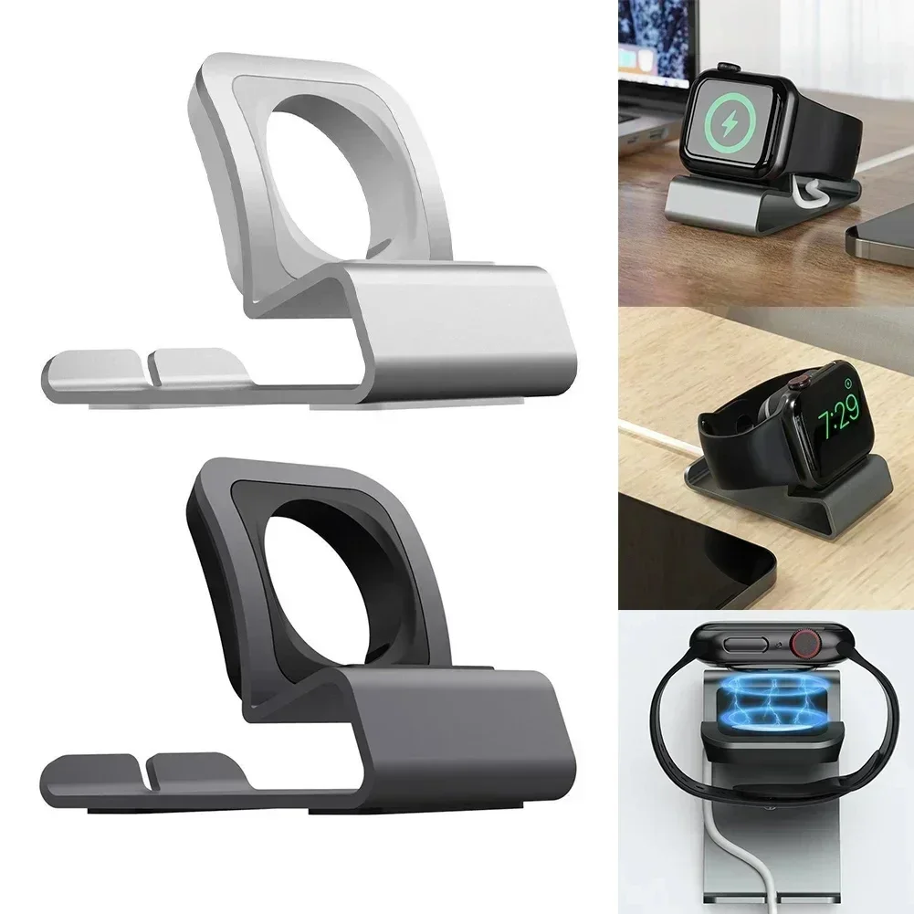 Charger Stand for Apple Watch Dock Station Aluminum Charging Holder for iWatch Ultra 1 2/10/9/SE/8/7/6/5/4/3/2/1 Silicon Bracket
