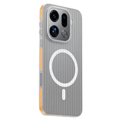OPPO Premium Transparent Magnetic Anti - Slip Protective Case - OPPO Find X9 Pro (Orange white)