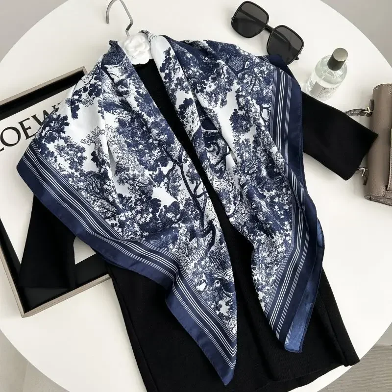 High-End Luxury Floral Print Silk Twill Scarf 2