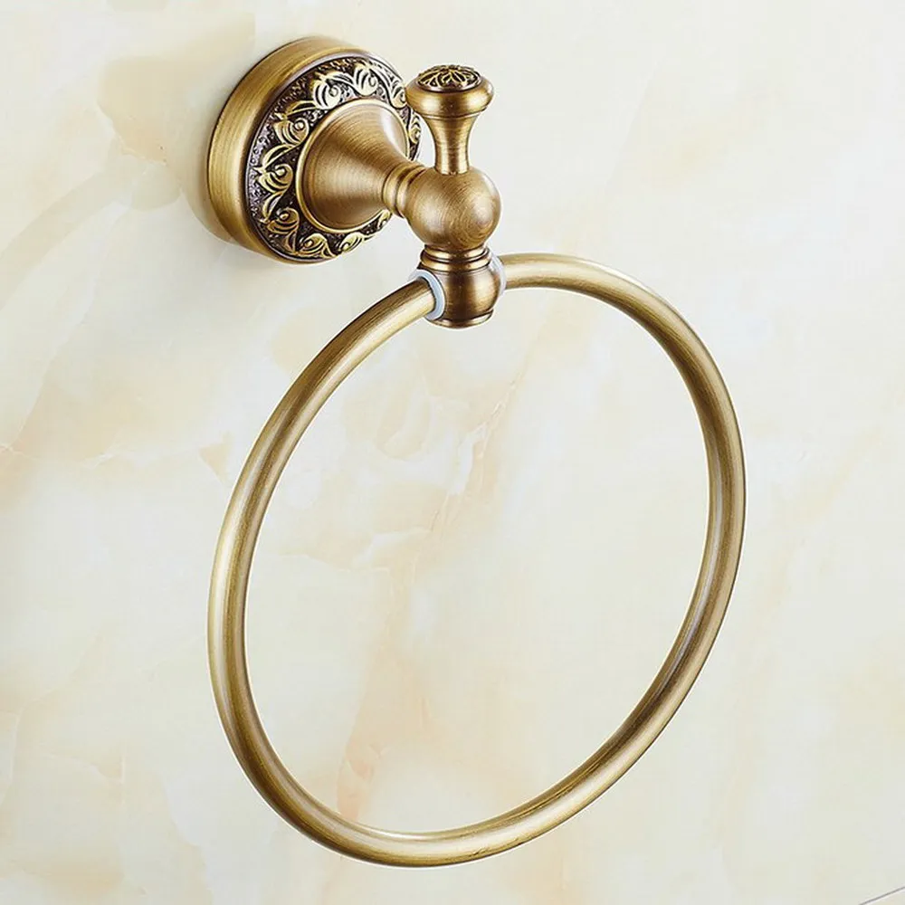 Antique Bronze Brass Towel Ring Round Wall Mounted Towel Rack Bar Holder Bathroom Accessories Bba489