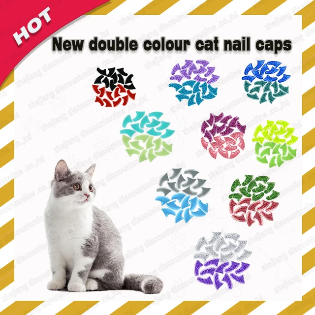 20 Pcs/lot Colorful Cat Nail Caps - Soft Claw Paws With Free Adhesive Glue  | Fruugo KR
