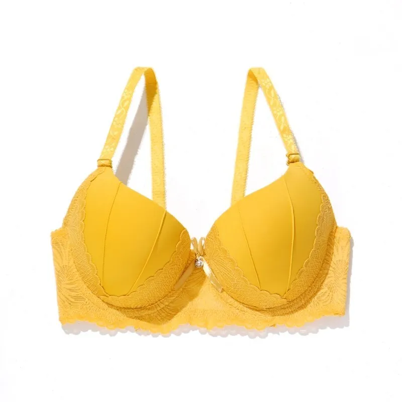 Beauwear Hand Shap Foam Pad Bra Push Up Solid Color Floral Lace Bras for Women Underwire Brassiere 75B 80B 85B