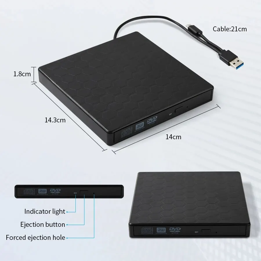 AMMTOO External DVD Drive USB 3.0 Portable