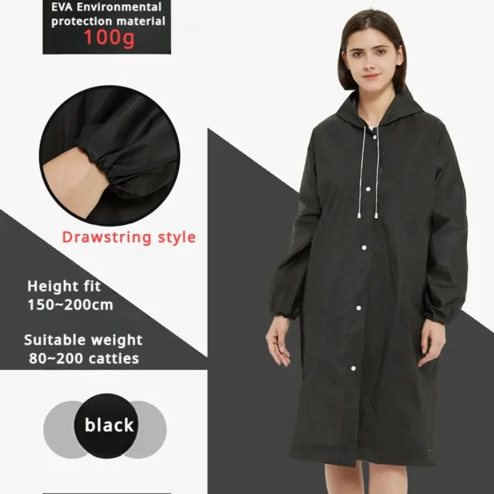 Adult hooded poncho One-piece long raincoat Motorcycle reusable men's women's waterproof raincoat outdoor travel clear raincoat