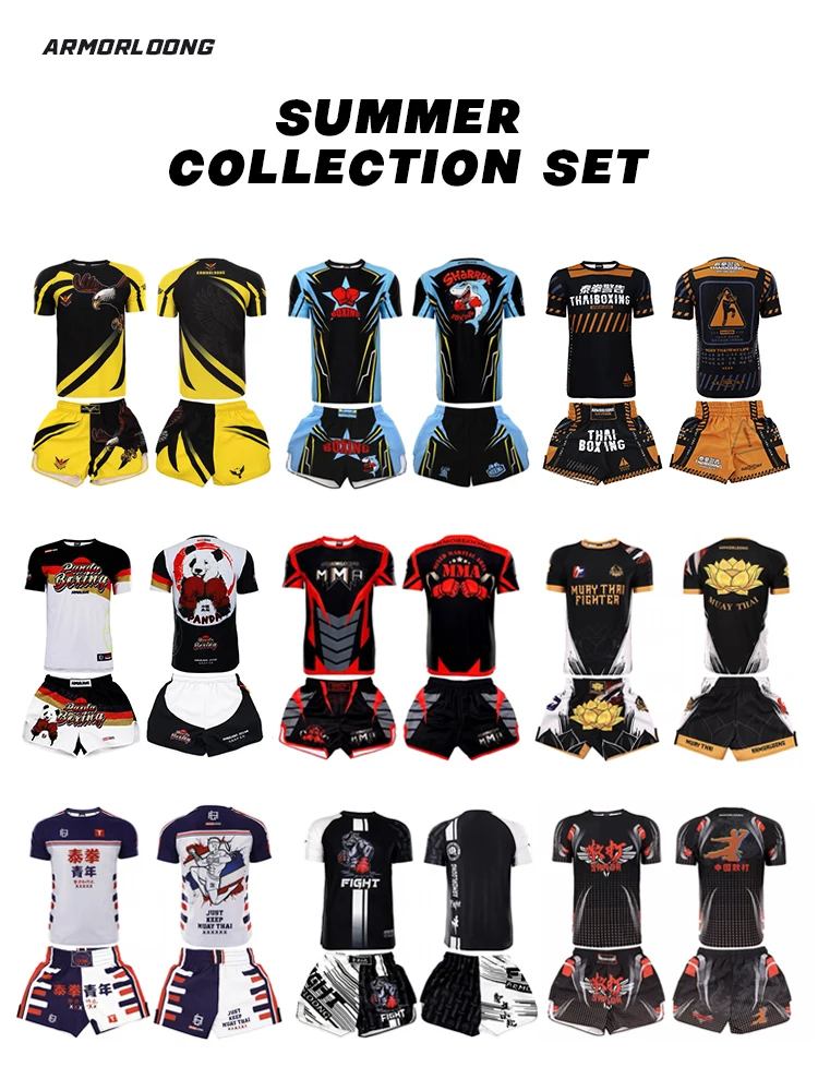 MMA Club Gathering T-shirt Boxing Thai Jujutsu Sports Short Sleeve Sports Pants Gym Set