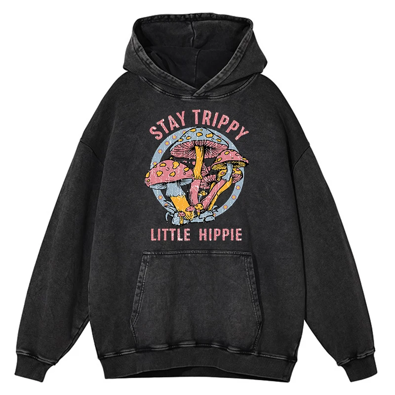 thumbnail image 1 of Sudadera con capucha estilo hippie para hombre, estilo retro, desgastado, lavado, estilo psicodélico, estilo hongo, holgada, de gran tamaño, para otoño, 100 % algodón, 1 of 5