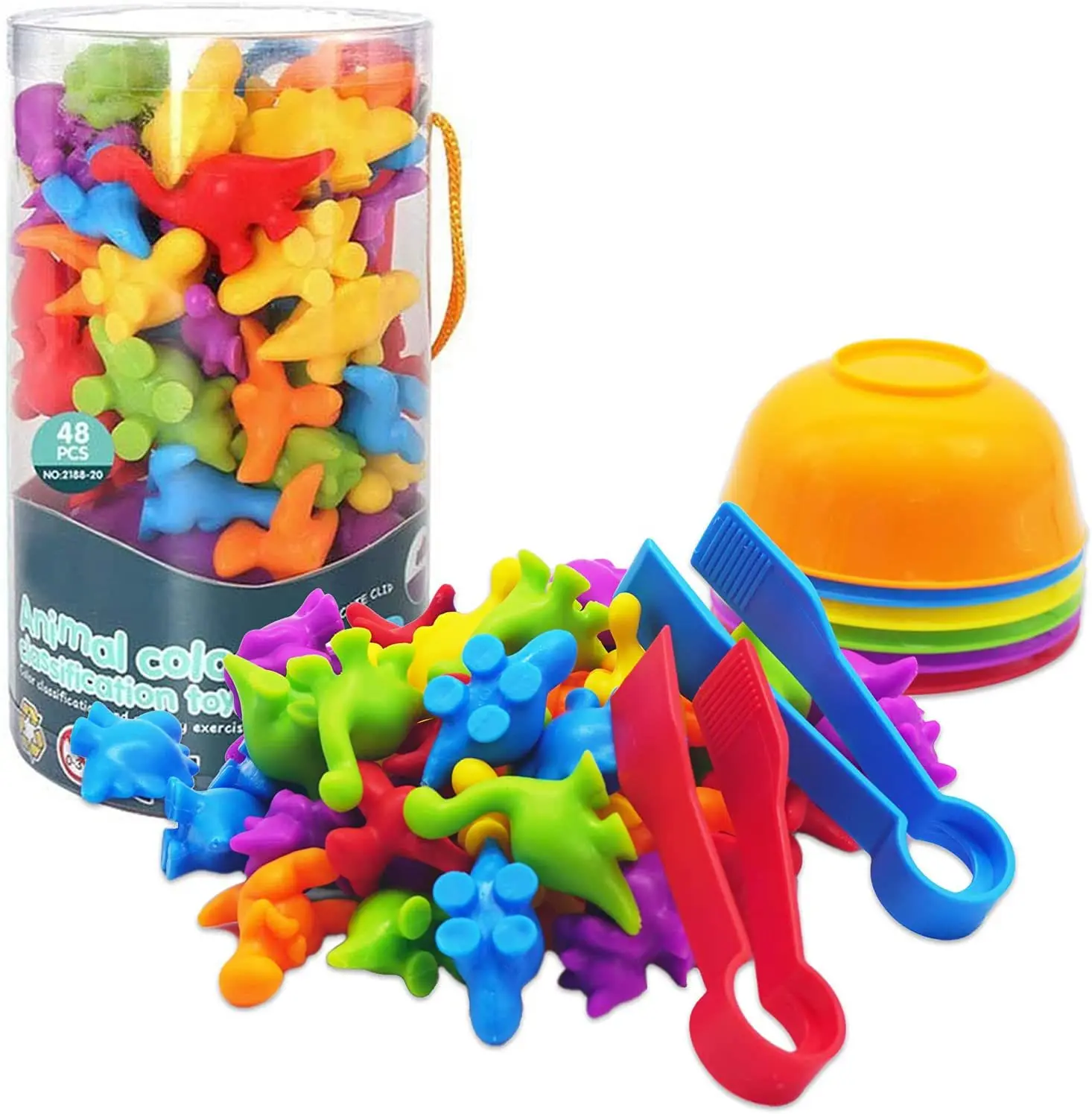 

Montessori Toys Rainbow Counting Math Toys Animal Dinosaur Color Sorting Matching Game Children Educational Sensory Toy