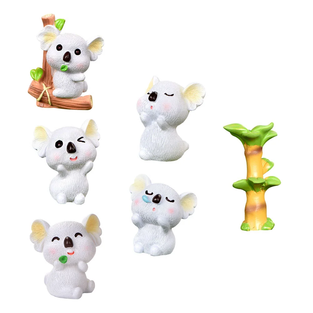 

6pcs Koala Sculptures Simulation Koala Figurines Desktop Resin Koala Decorations Random Style