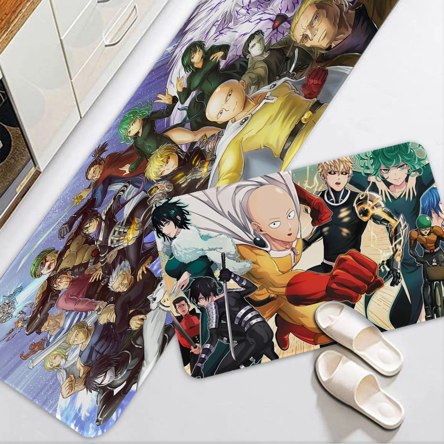 

ONE PUNCH MAN Anime Cartoon Floor Mat Bathroom Mat Anti-slip Absorb Water Long Strip Cushion Bedroon Mat Welcome Doormat