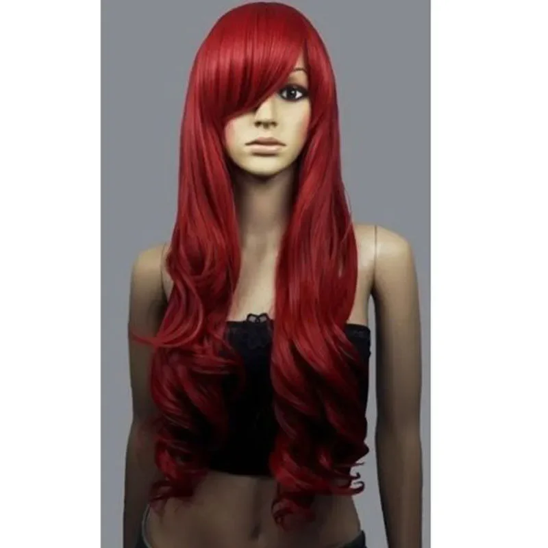 

Wholesale Women Long Curly Wave Hair Little Mermaid princess Ariel Red Lolita Cosplay Wig