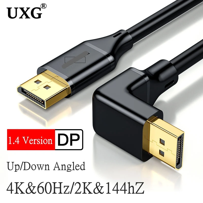 High-Speed Angled DisplayPort Cable with 8K HDR Support