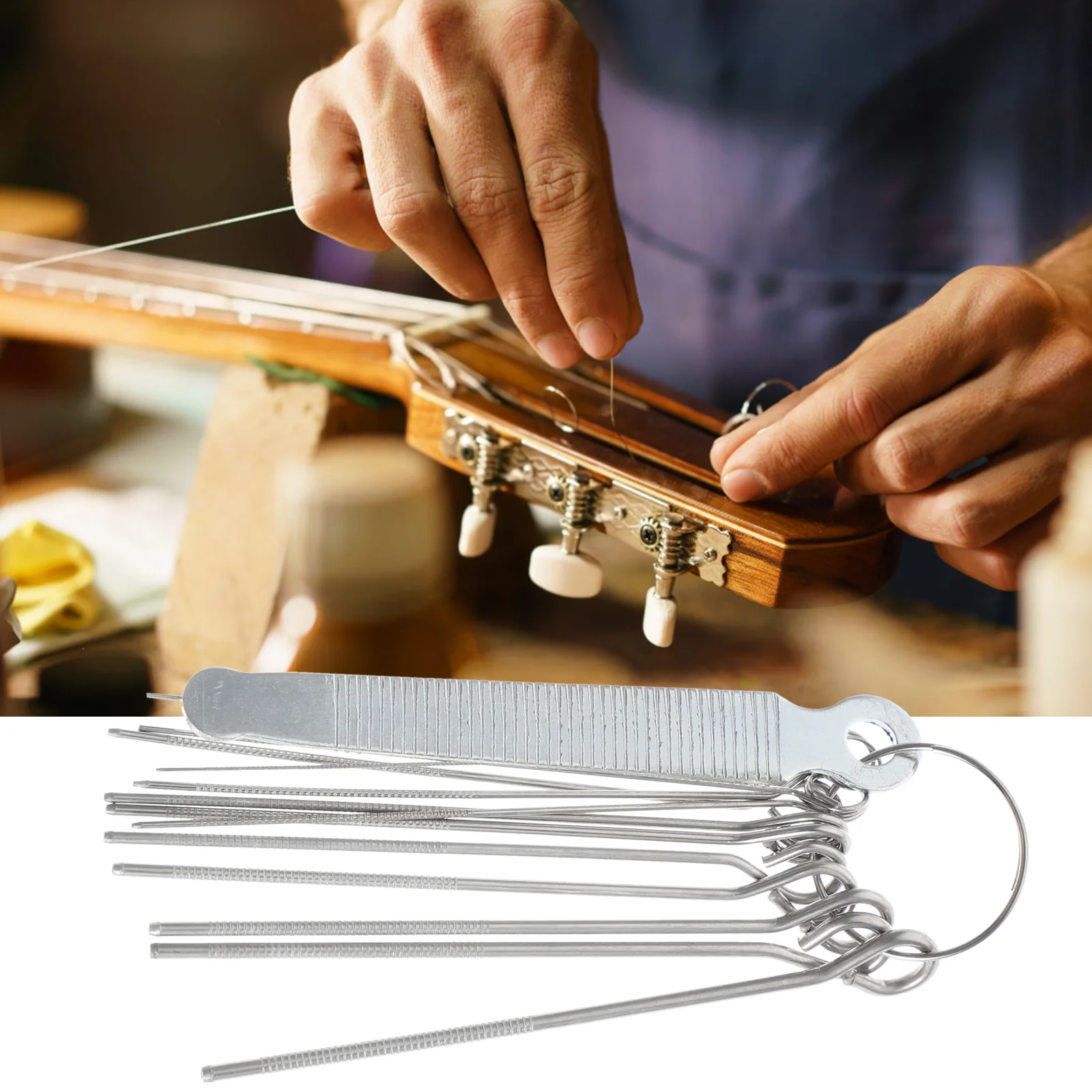 

Nut Slotting File Professional Durable Steel Silver Slot Filing Set Saw Rods Repair Tool for Bass Guitar