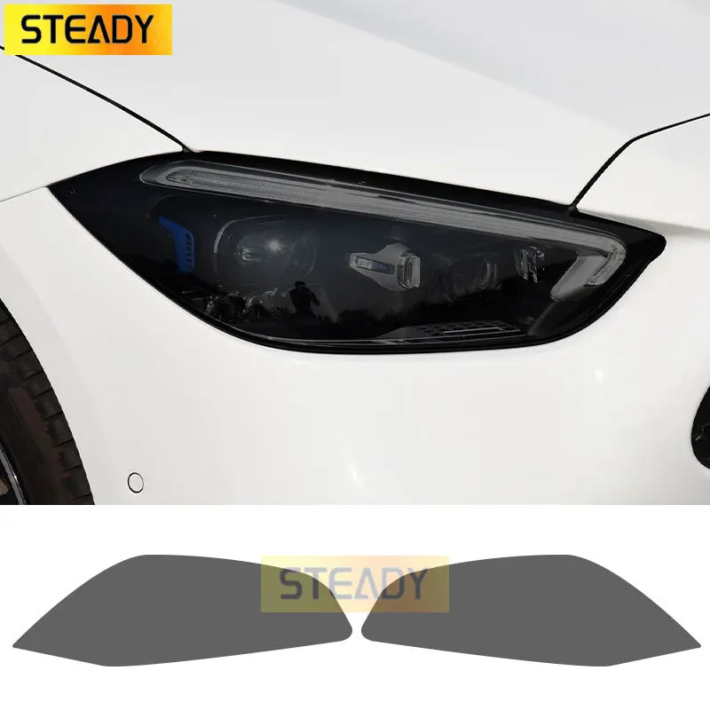 

2 Pcs Car Headlight Protective Film Front Light Transparent Smoked Black TPU Sticker For Mercedes Benz C Class 2022 W206 S206