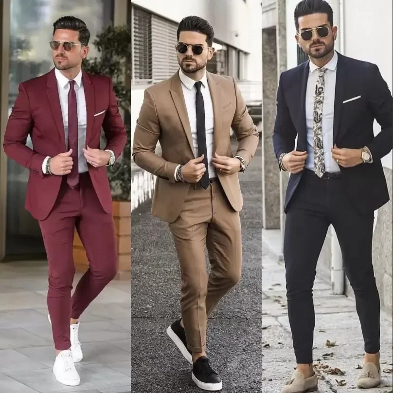 Latest Design Fashion Men Suit Smart Casual Slim Fit Blazers Hombre High Quality Custom 2 Piece Set Jacket Pants Costume Homme