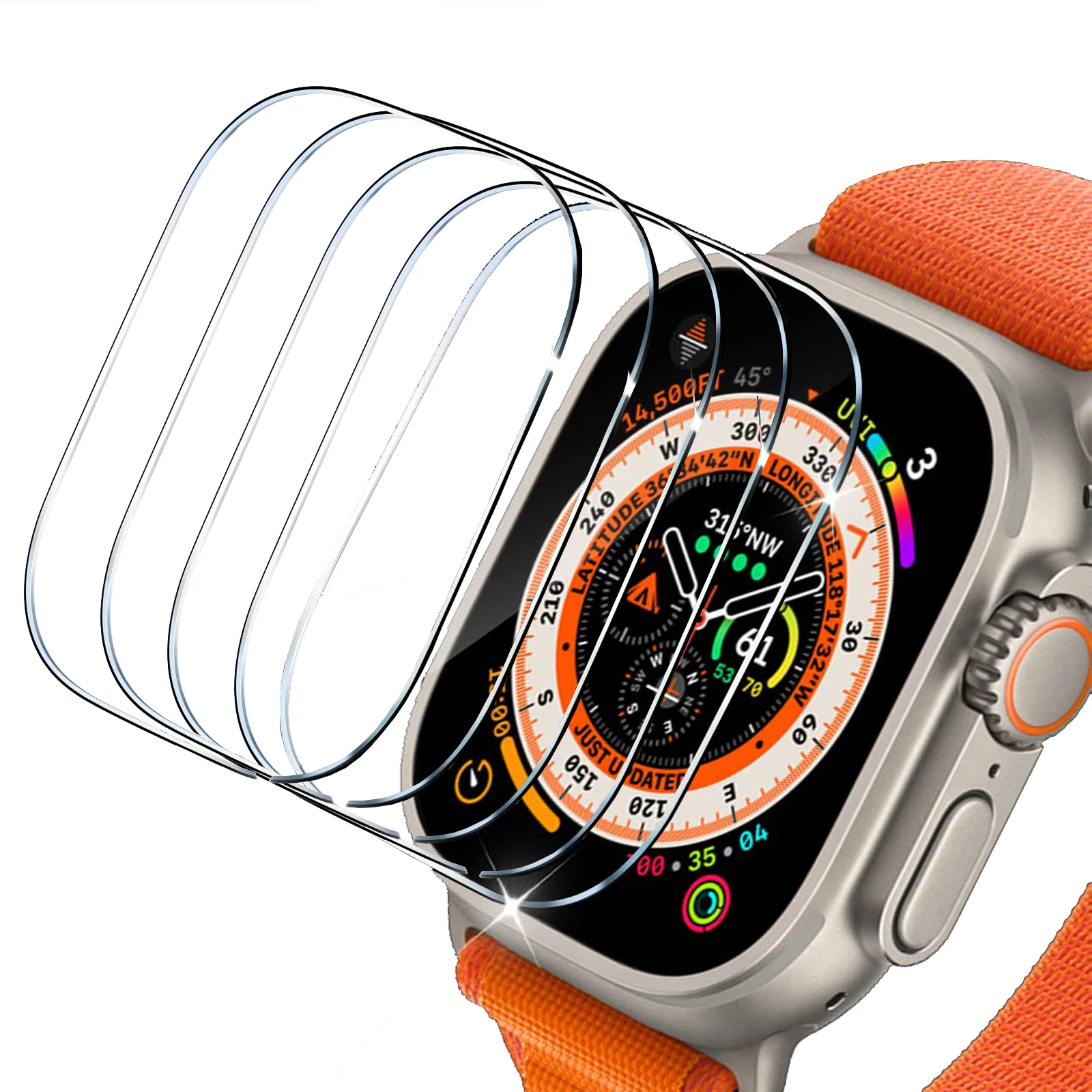 Ultra Clear Anti-Scratch Waterproof Screen Protector for Apple Watch 49mm – Premium Tempered Glass Film