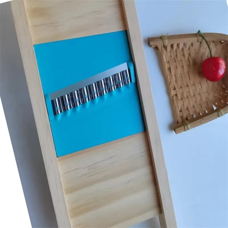Wooden Home Chip Shred Potato Vegetable French Gadget Cutter Grater Slicer Stainless Potato Grid Slicer Wavy Cut Flower Knife