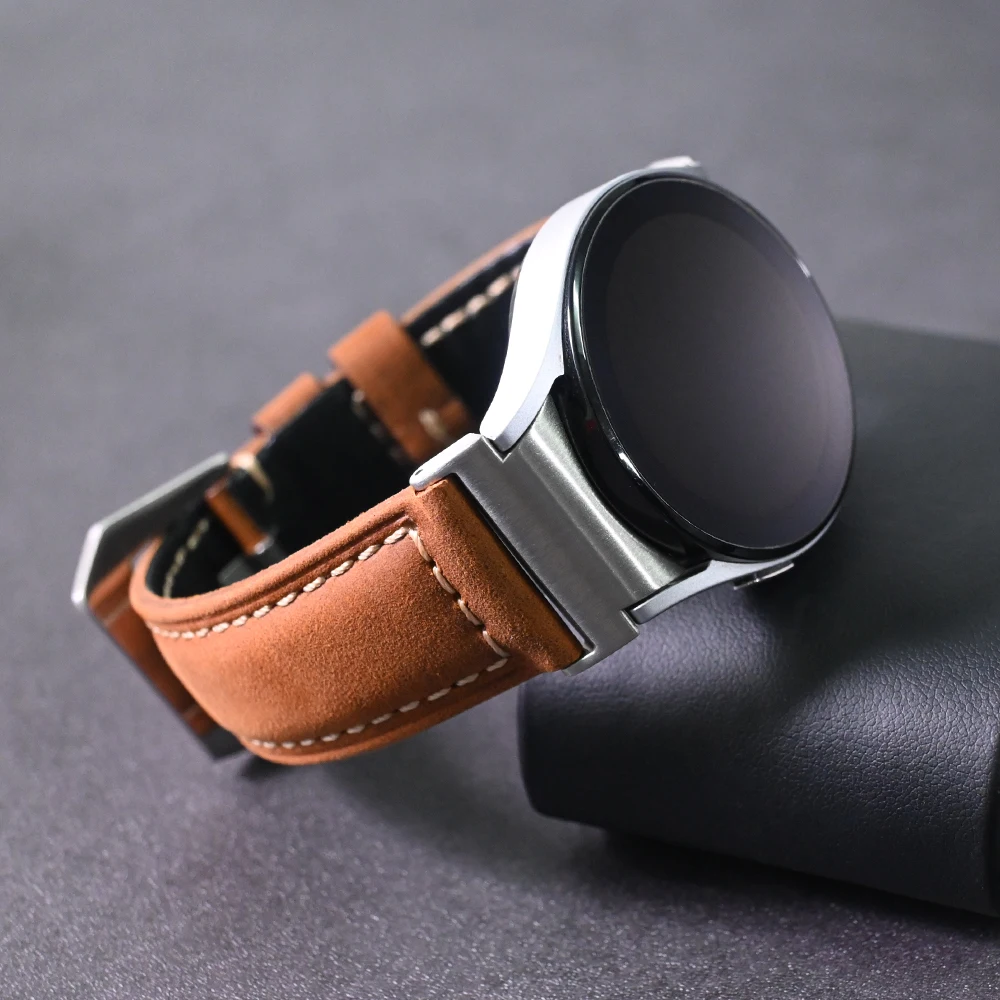 

quick fit Genuine Leather Band for Samsung Galaxy Watch 6 5 4 40 44mm Watch 5 Pro 45mm NO Gaps Strap for 6 Classic 43 47mm Strap