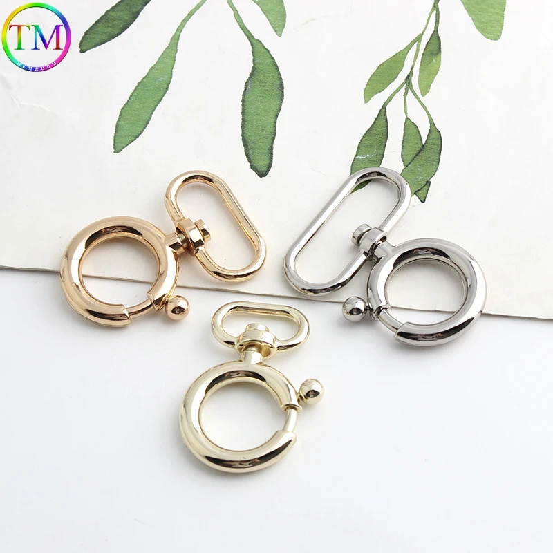 Metal Rotary Trigger Snap Hooks Lobster Clasps Clips Flat Bottom Spring Gate Leather Craft Pet Leash Bag Strap Belt Webbing