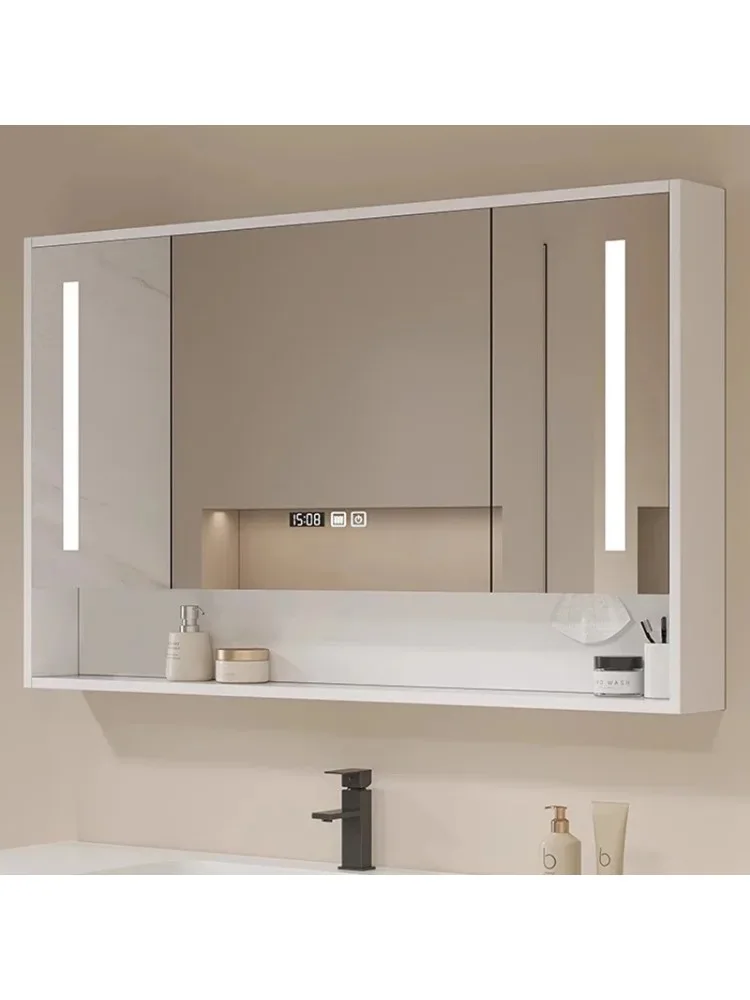 Mirror Cabinet Solid Wood Smart Bathroom Wall Mounted Mirror Cabinet Simple Bathroom Furniture Meuble Evier