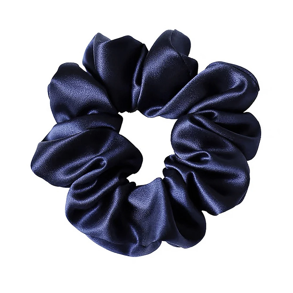 Luxurious Mulberry Silk Large Hair Scrunchies – Pure Color 19 Momme 3.5CM