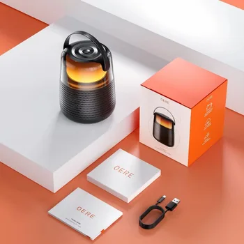 QERE HF55 Mini Portable Wireless Speaker Outdoor Subwoofer With Led Flashing Colorful Metal Bass Speaker 6