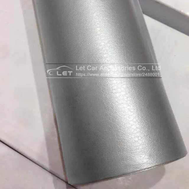 

Silver Leather Grain Texture Vinyl Car Wrap Sticker Decal Film Sheet Adhesive Sticker Interior Car Styling Covering Wrapping