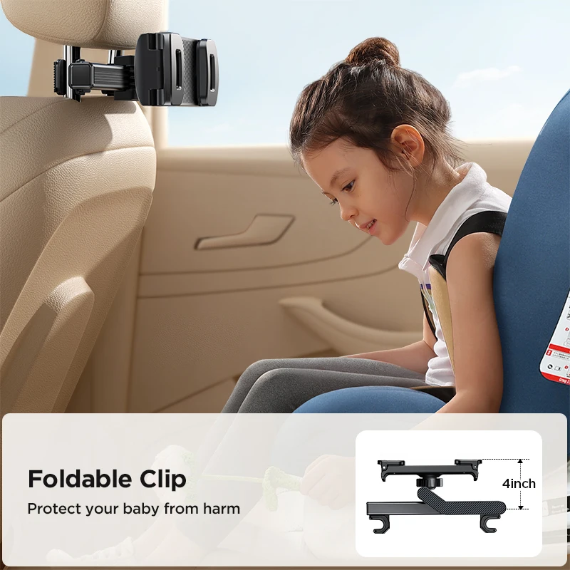 JOYROOM Tablet Holder for Car Headrest Folding Extension Arm iPad Holder for Car Backseat for Kids For 4.7-12.9