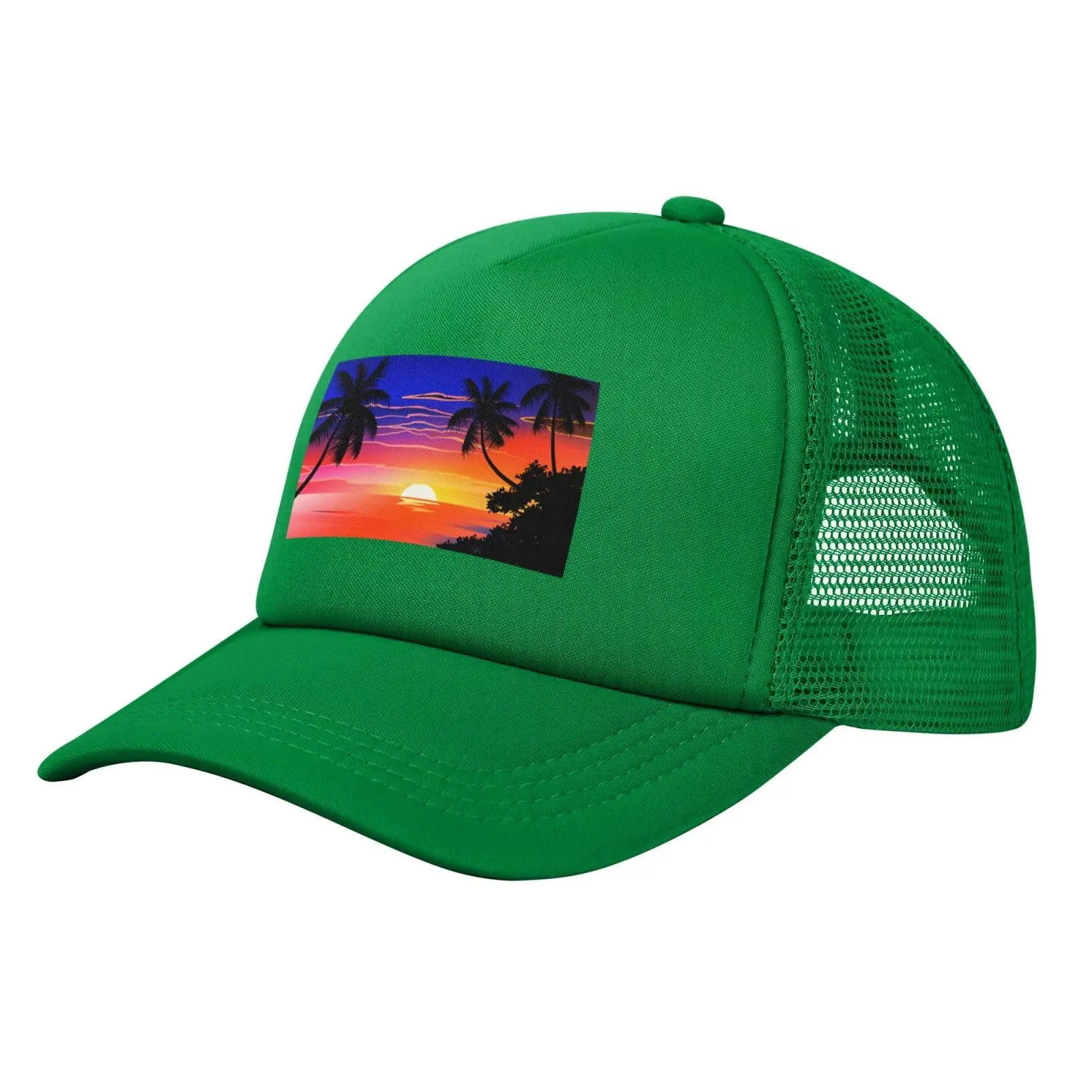 Coconut Tree Landscape Picture Baseball Cap Women Men Mesh Back Hat Adjustable Trucker Hats Sun Hat