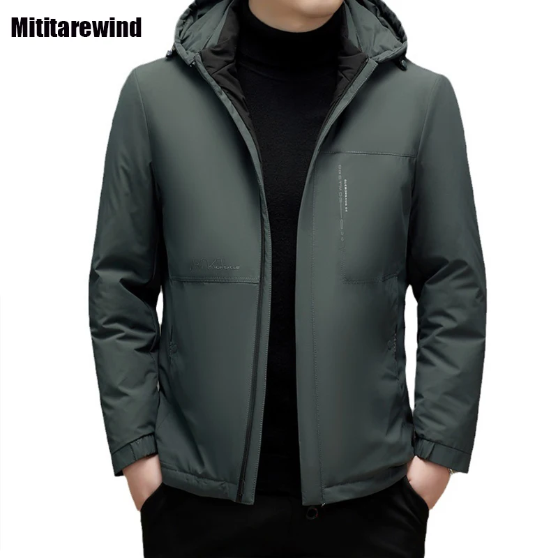 

Winter Brand Down Coat Men Outdoor Causal Windproof Thick Parkas Detachable Hooded Down Jacket Simple Fashion Warm Puffer Coats