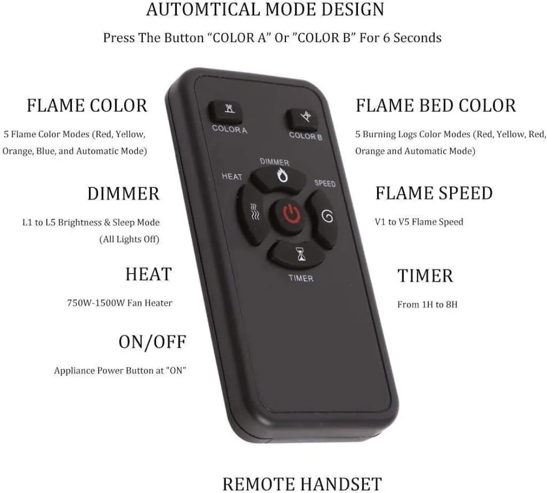 39" Electric Fireplace Insert,Freestanding & Recessed Electric Stove Heater,Touch Screen,Remote Control,750W-1500W with Timer 6