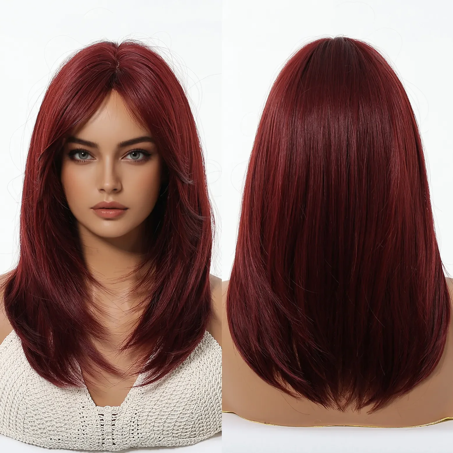 ヘンリー・マルグ ブラウン 合成ウィッグ 前髪付き ミディアムヘア