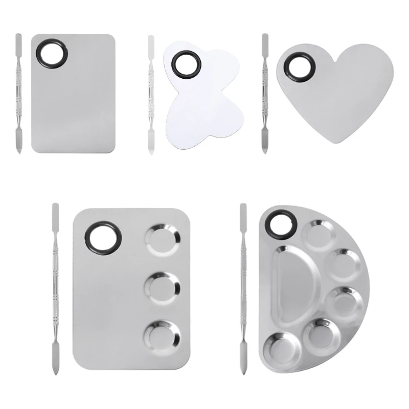 Stainless Steel Paint Palette Tray Set for Nail Art