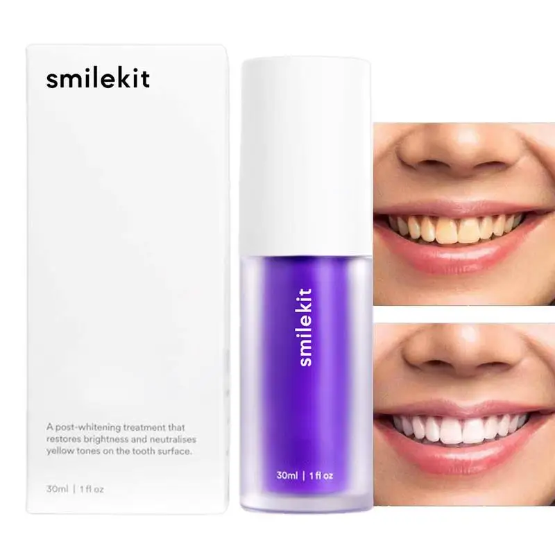 

30ml V34 Toothpaste Purple Color Corrector Toothpaste For Teeth White Brightening Tooth Care Toothpaste To Correct Yellow Teeth