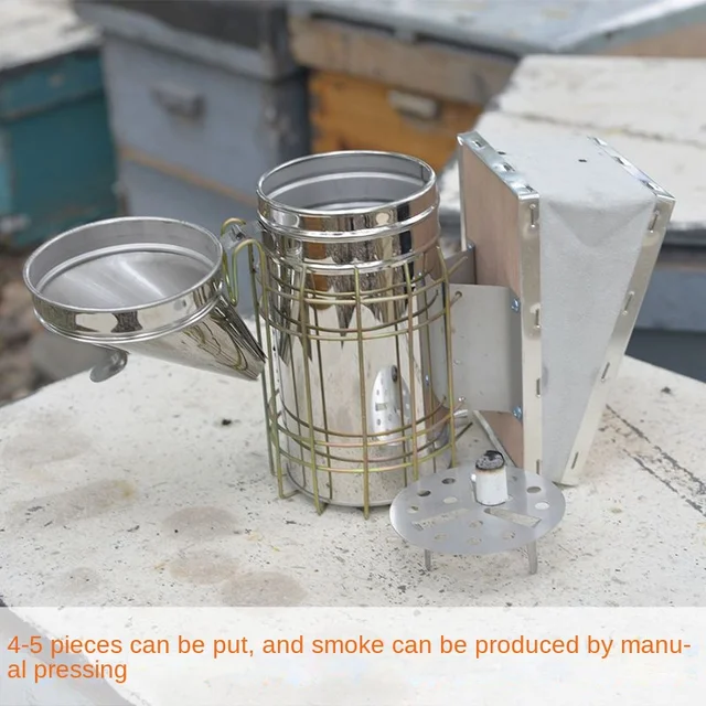 A Méh Dohányosok Testreszabható Rozsdamentes Acélból Készült Méhészeti Permetező Füst Meghajtó Méhek Speciális Füstfúvó Kézikönyve Pajzs Dohányzóval - Image 5