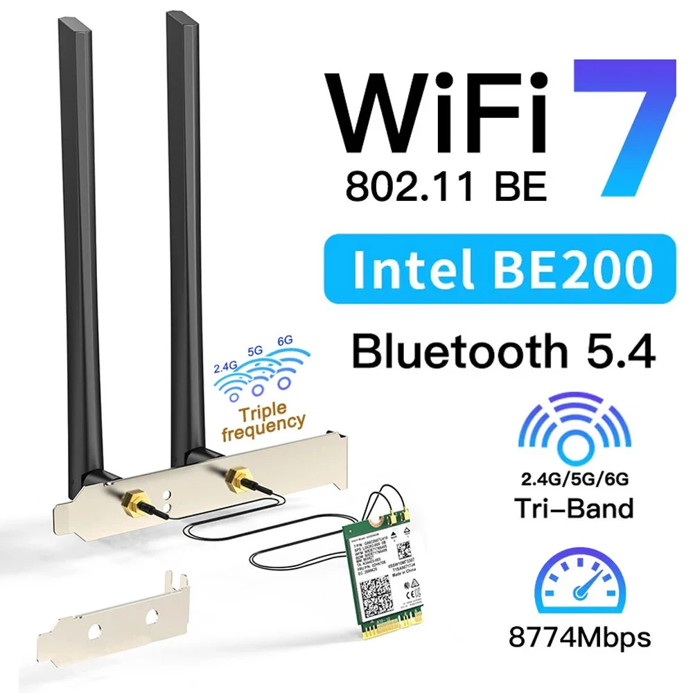 Scheda WiFi Intel BE200NGW WiFi 7 – Tri-band 3000Mbps Bluetooth 5.4 – M.2