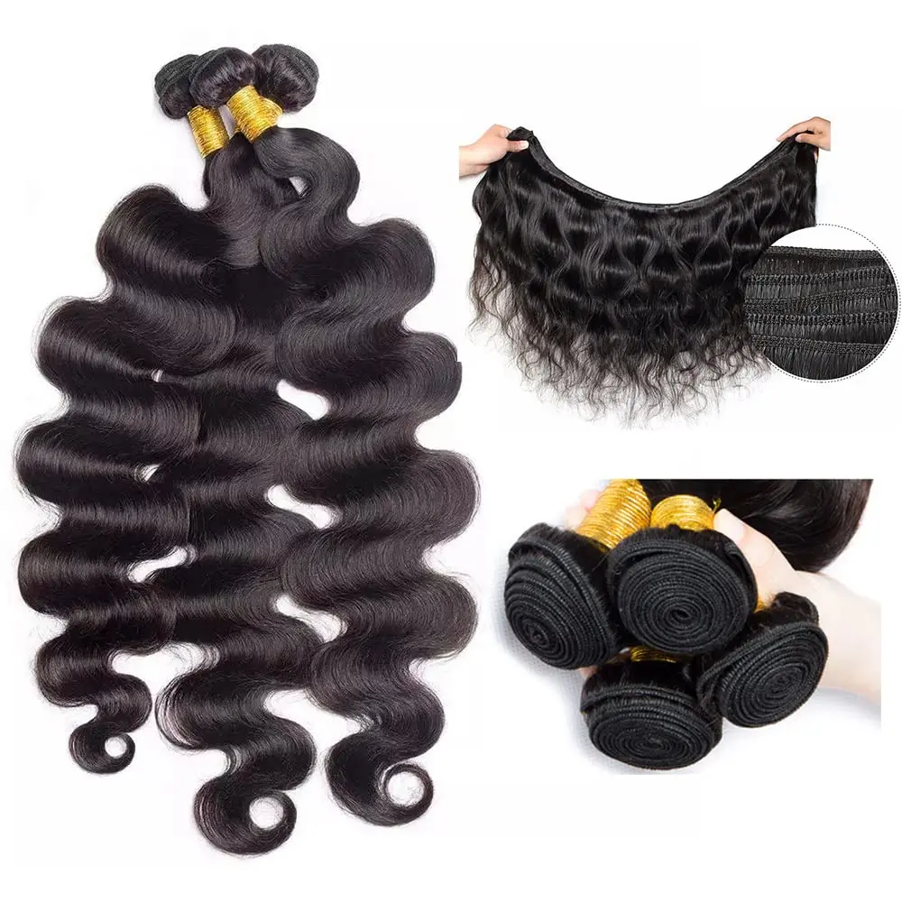 2x6 Lace Closure With Bundles Body Wave Human Hair 3/4 Weave Bundles With Closures Brazilian Hair Extensions For Women Human Hair Extensions Human Hair Closure Human Hair Lace Product