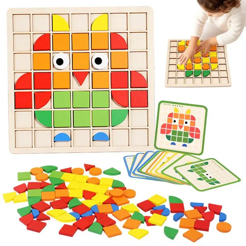 Mosaic Puzzles Challenging Activity For Adults Colorful Learning Tangram Jigzaw Cognitive Wood Beautifully Illustrated Puzzle illustrated man